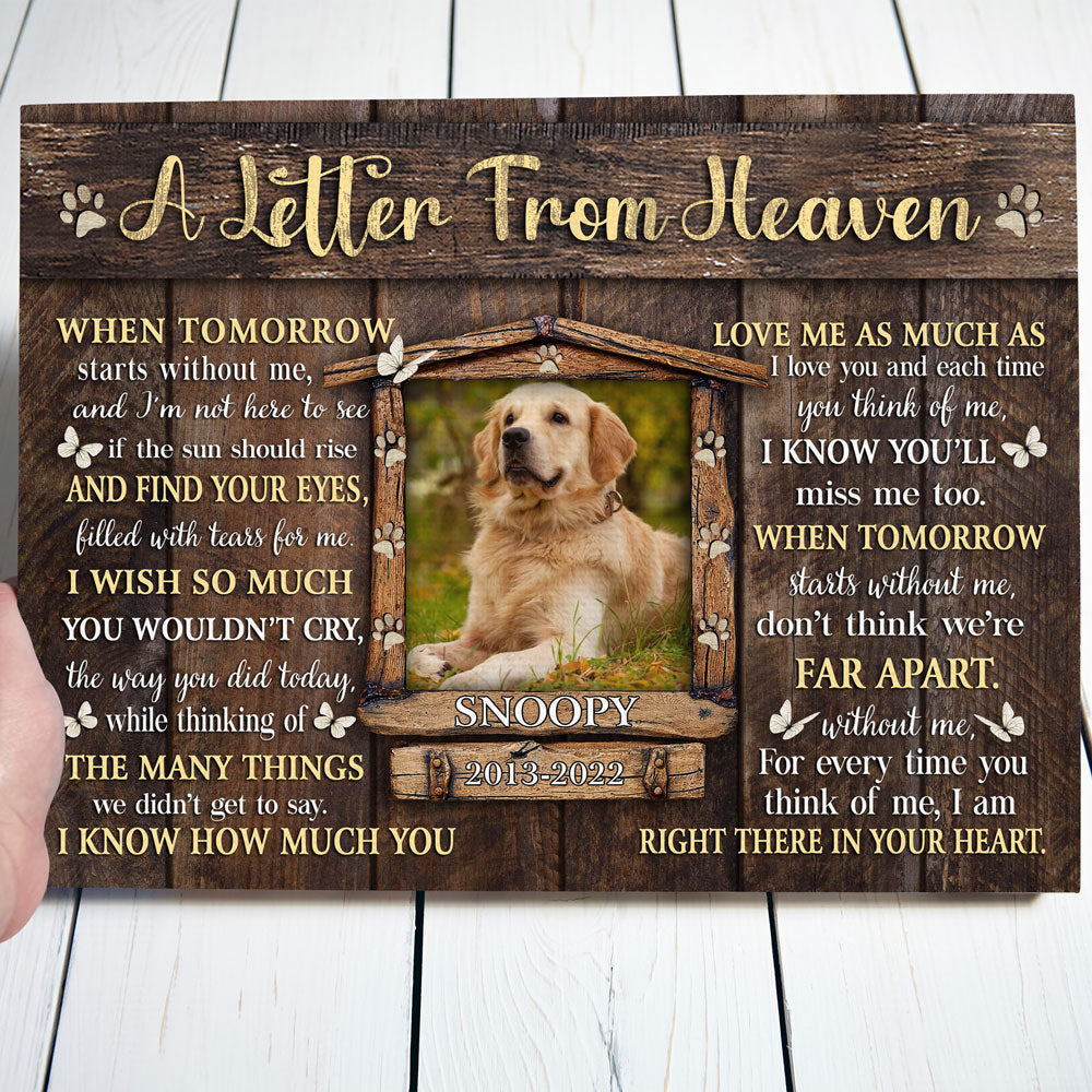 A Letter From Heaven Cat Dog Memorial Pet Photo Personalized Canvas