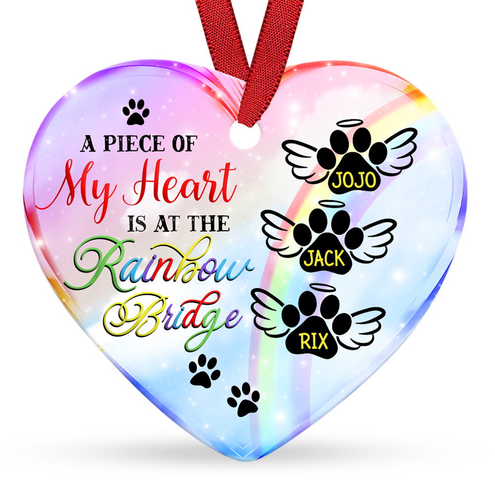 A Piece Of Heart Is At Rainbow Ornament Personalized Pet Memorial Gift