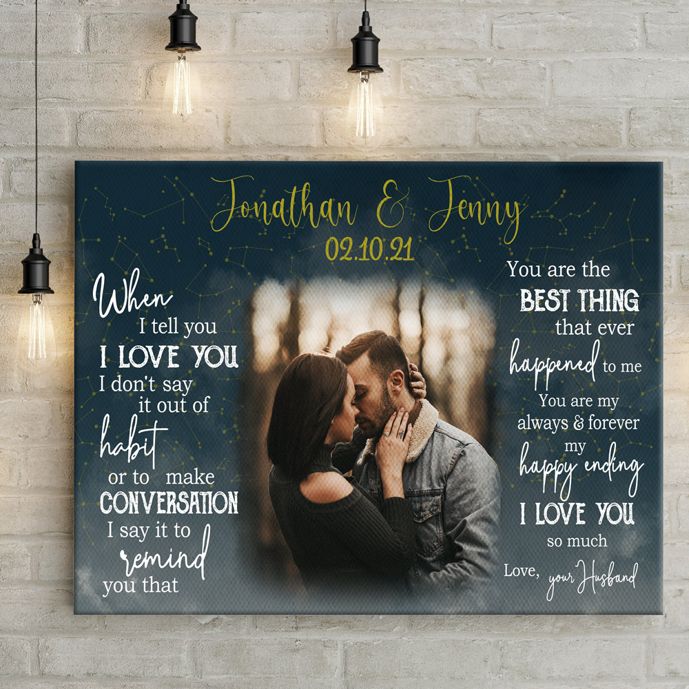 1st 1 Year Wedding Anniversary Love Wife Husband Personalized Canvas -  Vista Stars - Personalized gifts for the loved ones