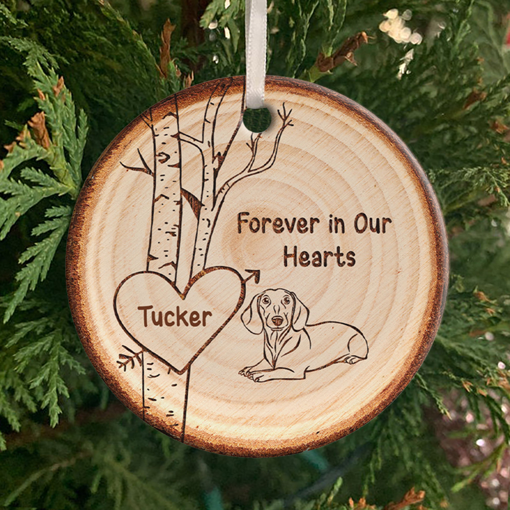55065-Personalized Dachshund Memorial Christmas Ornament, Loss Of Dog Ornament, Forever In Our Hearts Ornament H3