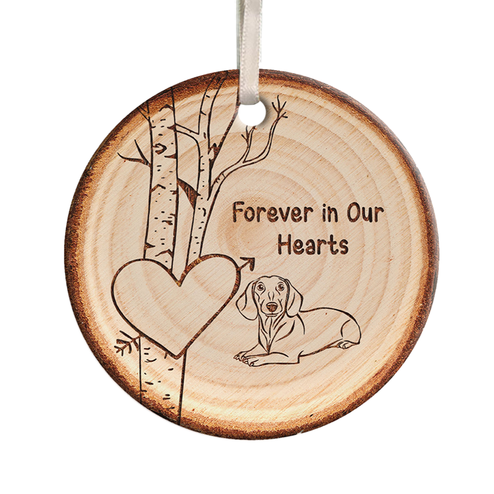 55066-Personalized Dachshund Memorial Christmas Ornament, Loss Of Dog Ornament, Forever In Our Hearts Ornament H0