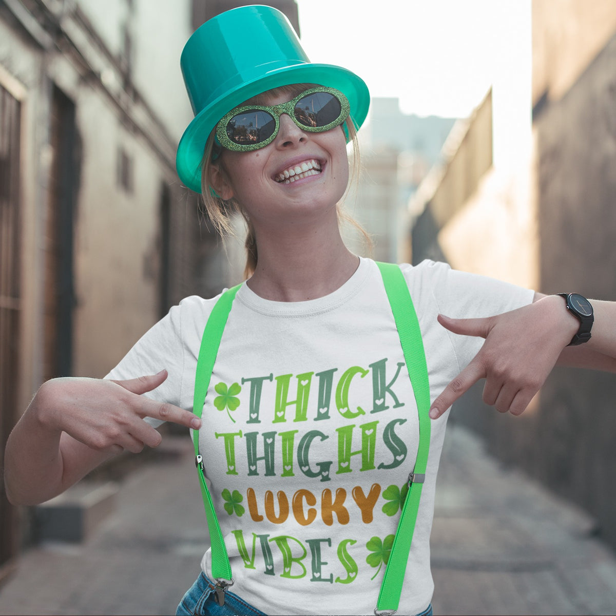 St Patrick's Day Thick Thighs Lucky Vibe TShirt