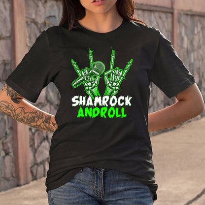 St. Patrick's Day Skeleton Shamrock And Roll TShirt