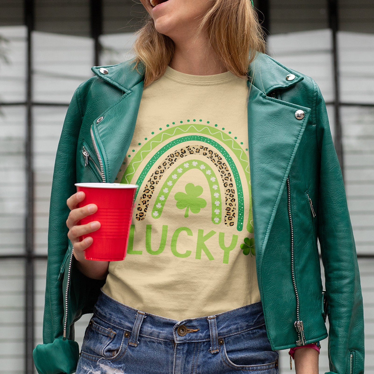 St Patrick's Day Irish Shamrock Leopard Rainbow Lucky TShirt