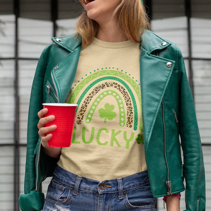 St Patrick's Day Irish Shamrock Leopard Rainbow Lucky TShirt