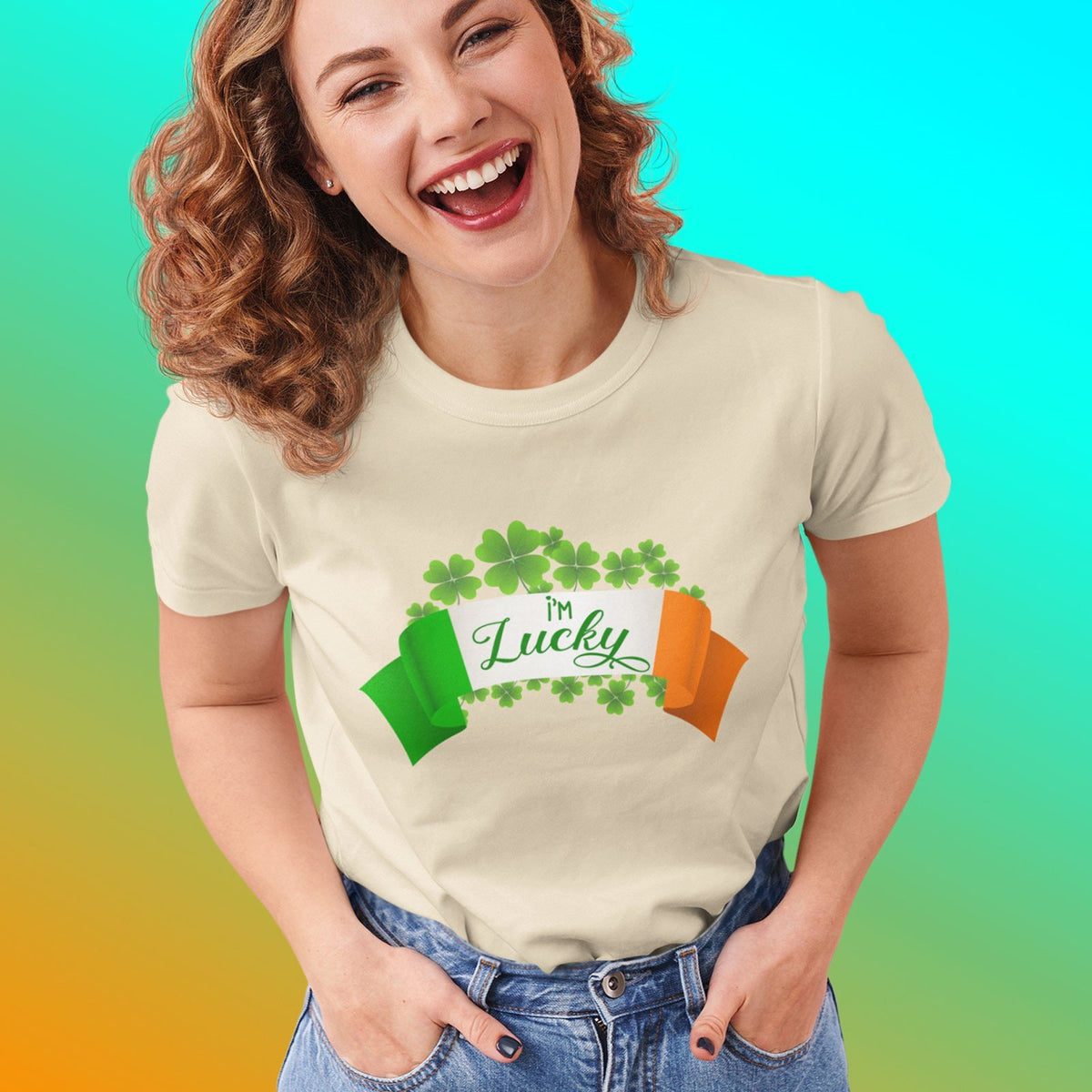 St Patrick's Day I'm Lucky Irish Green Shamrock TShirt