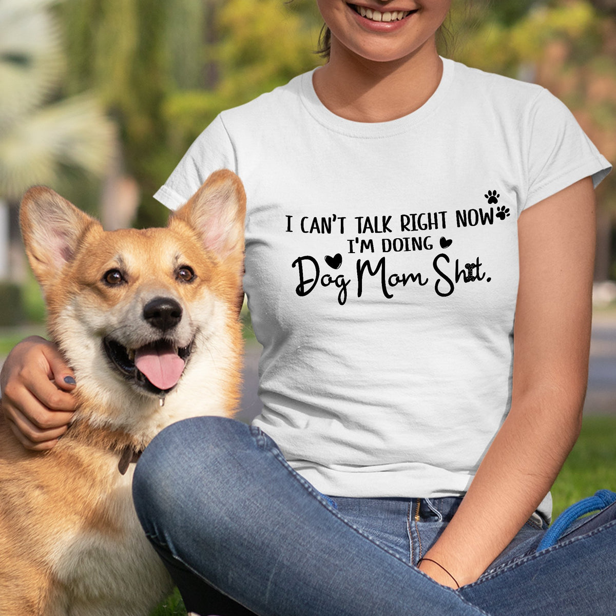 Dog Mom I Can't Talk Right Now Gift for Dog Lover Funny TShirt