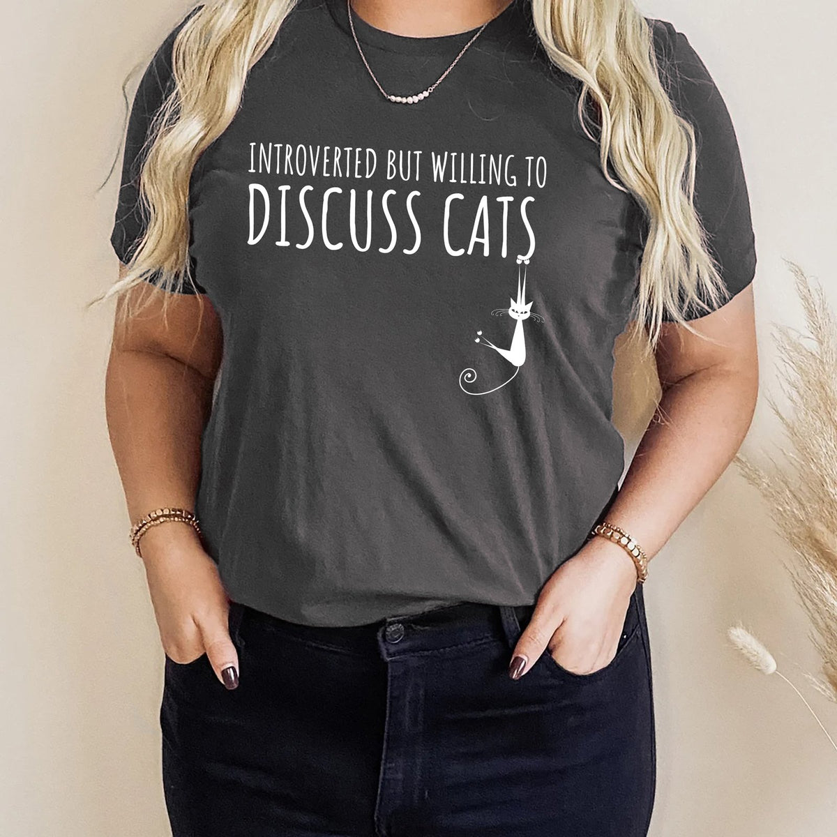 Introverted But Willing To Discuss Cats Gift for Cat Mom Tshirt