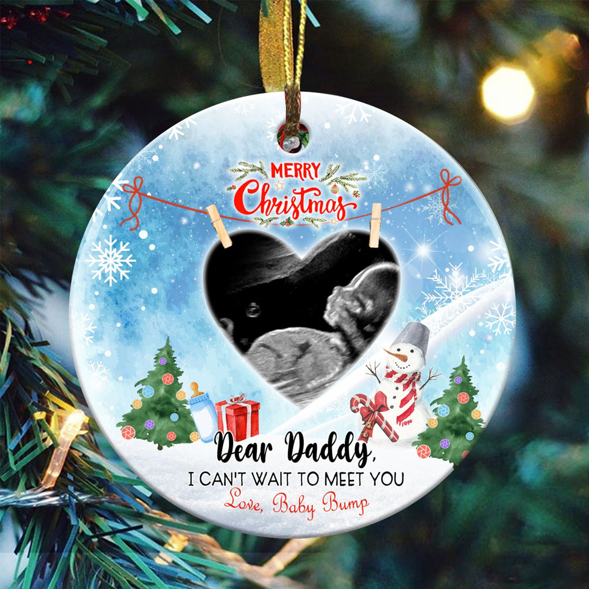 Personalized Gift For Expecting Dad Ornament, Gift From Bump, Daddy To Be Christmas Ornament