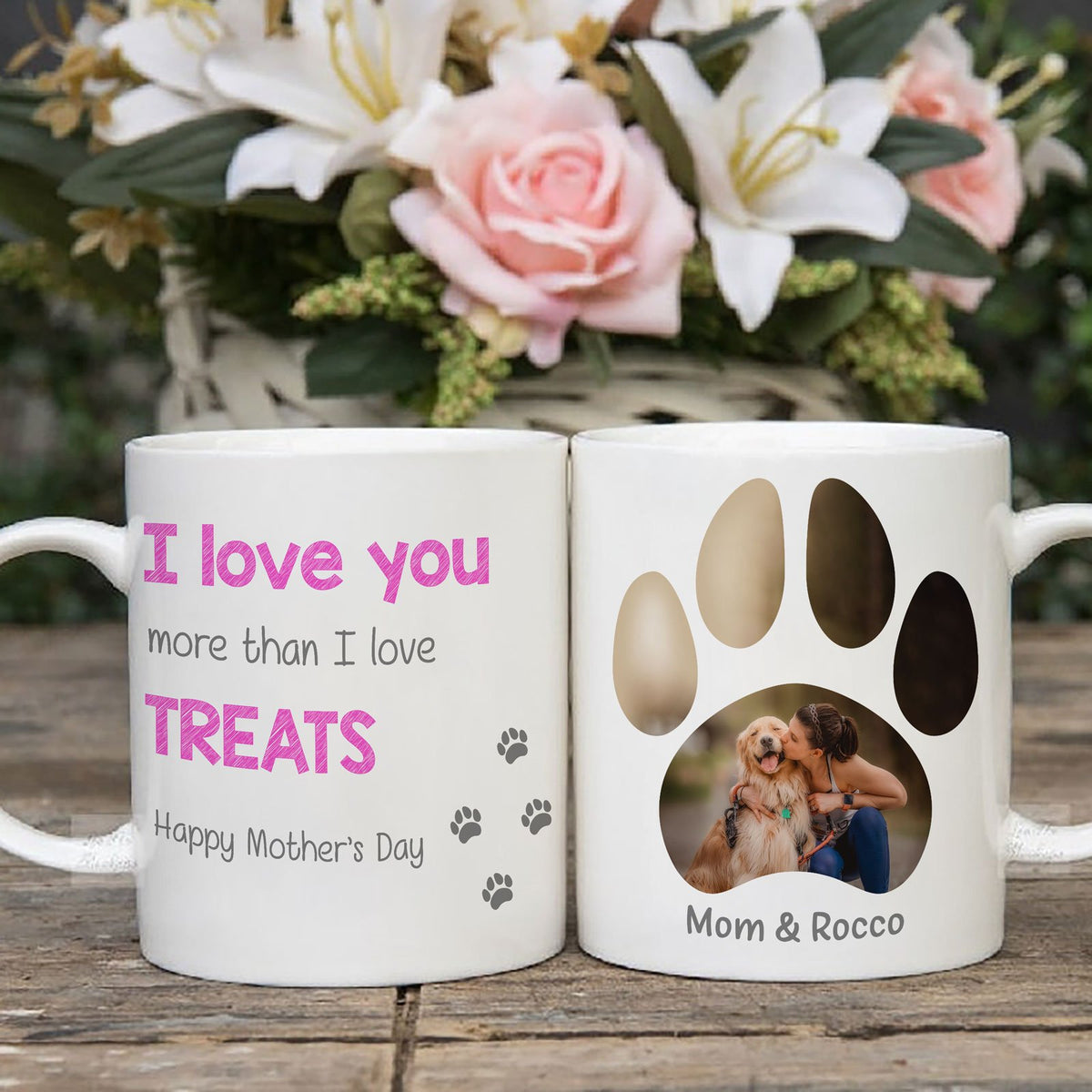 Mother's Day Dog Mama I Love You Gift For Dog Lover Personalized  Mug