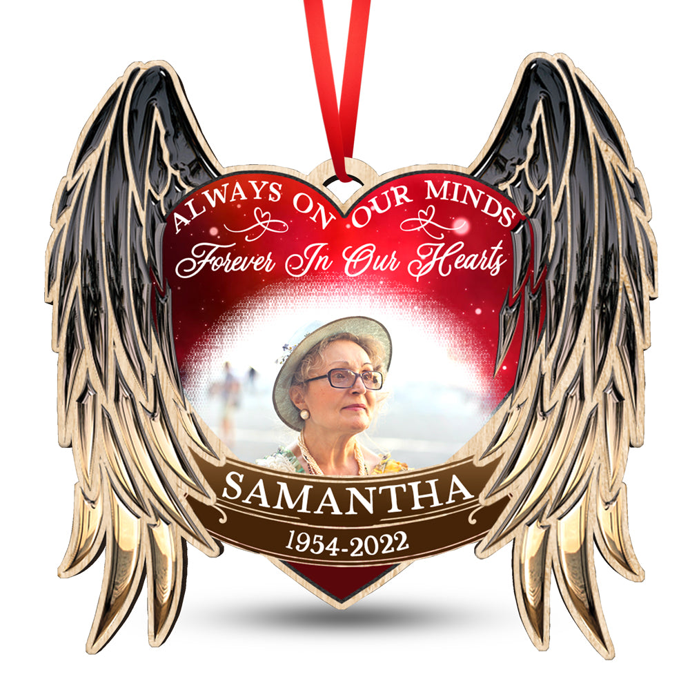 Forever In Our Hearts Memorial Wood Heart Ornament