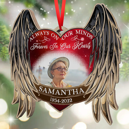 Always On Our Minds Wood Ornament Personalized Family Memorial Gift