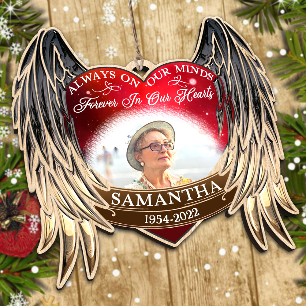 Always On Our Minds Wood Ornament Personalized Family Memorial Gift