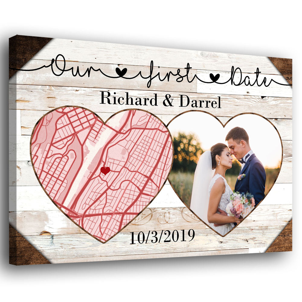 Anniversary Couple Street Map Heart Meaningful Personalized Photo Canvas