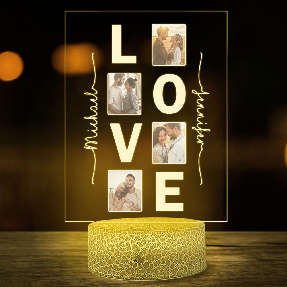 Anniversary Gift for Her For Him Personalized Image Love Night Light