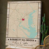 Anniversary Where We Met Map Our First Date Personalized Canvas