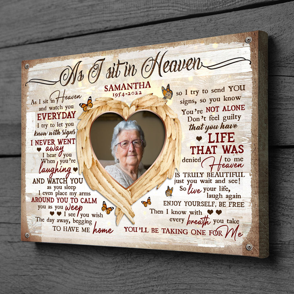 As I Sit In Heaven Sympathy Loss Memorial Personalized Photo Canvas