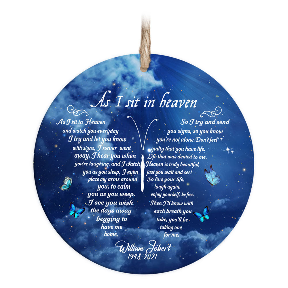 As I Sit In Heaven Butterfly Personalized Memorial Ornament