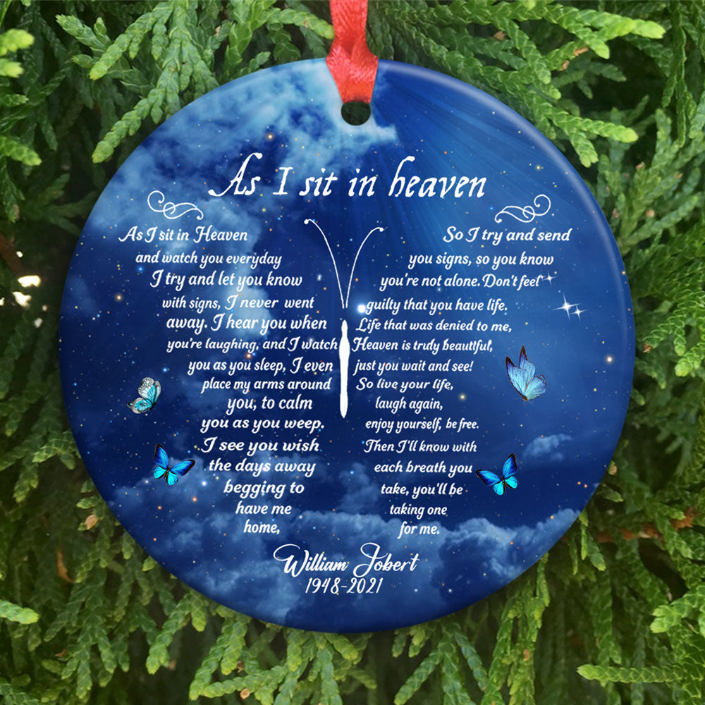 As I Sit In Heaven Butterfly Personalized Memorial Ornament