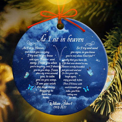 As I Sit In Heaven Butterfly Personalized Memorial Ornament