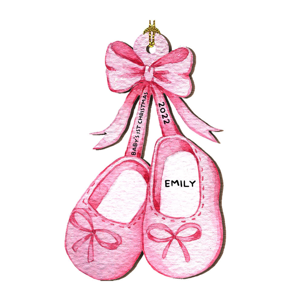 Baby's First Christmas Boots Wood Ornament Personalized Gift For Baby