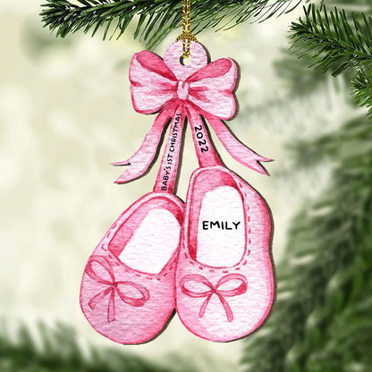 Baby's First Christmas Boots Wood Ornament Personalized Gift For Baby