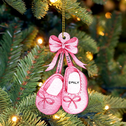 Baby's First Christmas Boots Wood Ornament Personalized Gift For Baby