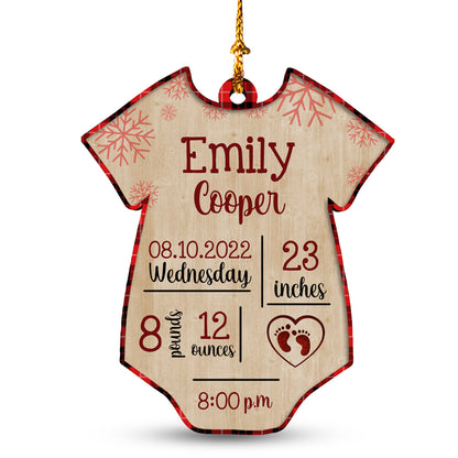 1st Christmas Baby Birth Stat Wood Ornament Personalized Gift For Baby