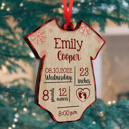 1st Christmas Baby Birth Stat Wood Ornament Personalized Gift For Baby
