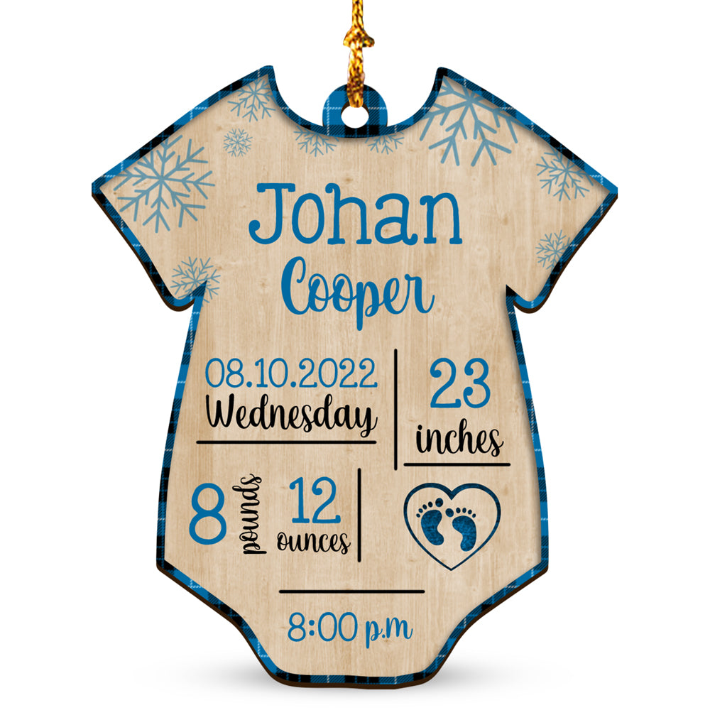 1st Christmas Baby Birth Stat Wood Ornament Personalized Gift For Baby