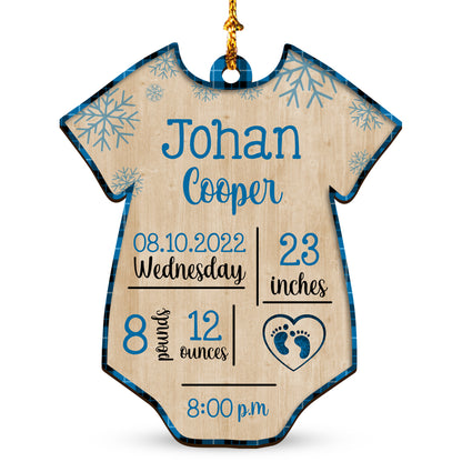 1st Christmas Baby Birth Stat Wood Ornament Personalized Gift For Baby