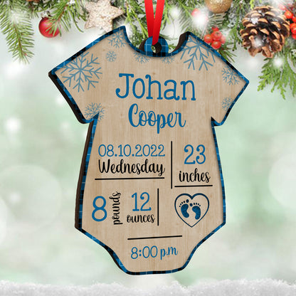 1st Christmas Baby Birth Stat Wood Ornament Personalized Gift For Baby