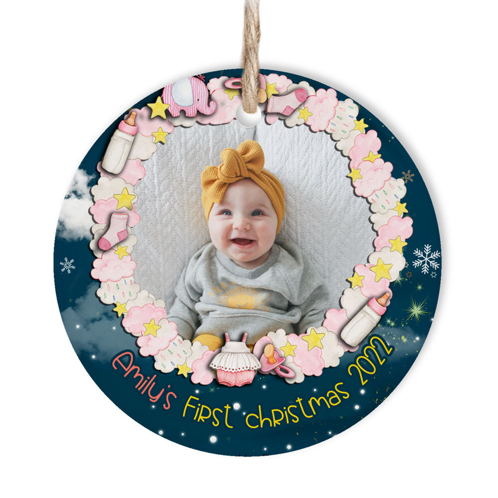 Baby's First Christmas Photo Ornament Personalized Gift For Baby