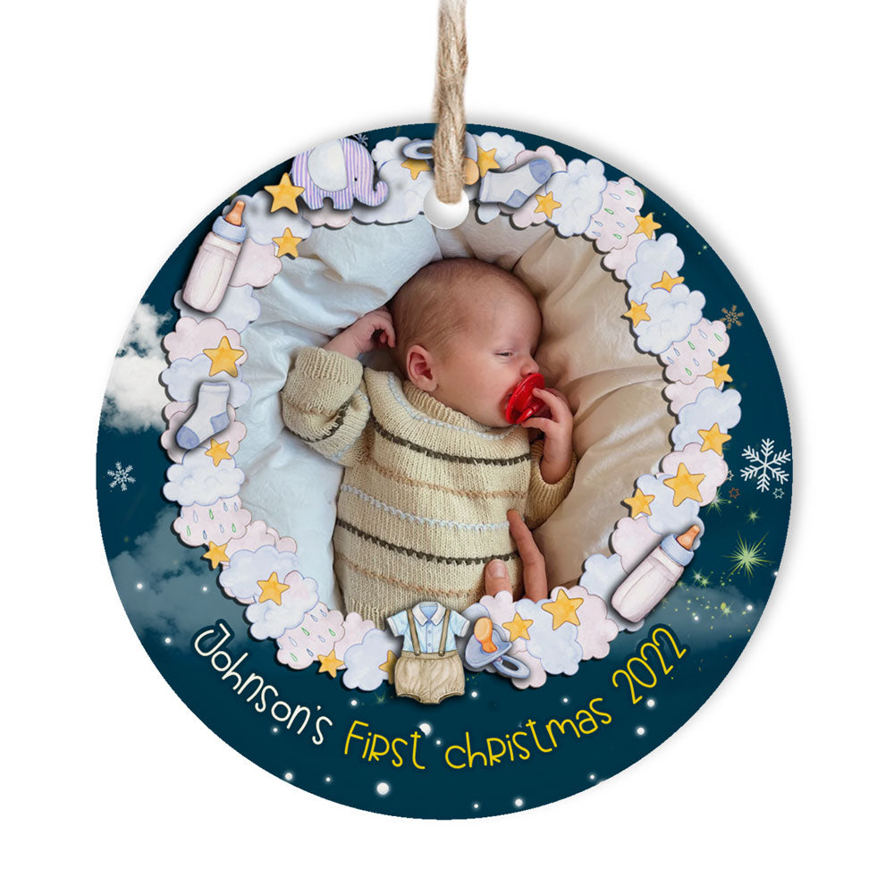 Baby's First Christmas Photo Ornament Personalized Gift For Baby
