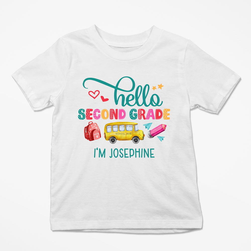 Back To School Hello Second Grade Funny Personalized Shirt