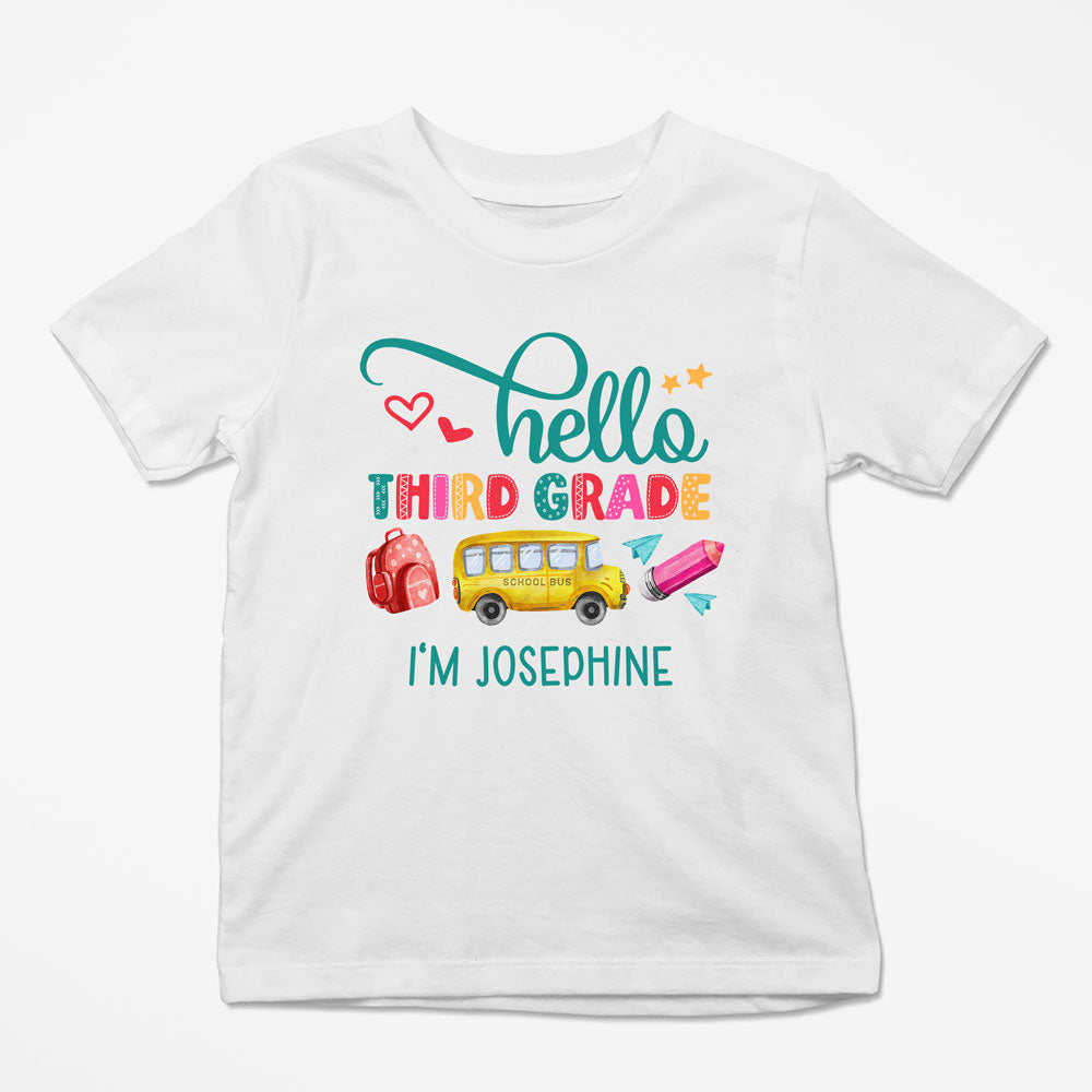Back To School Hello Third Grade Funny Personalized Shirt