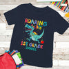 Back To School Roaring Into First Grade Funny Personalized Shirt