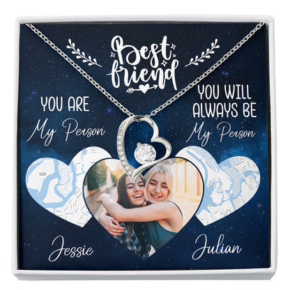 Best Friend Bestie My Person Meaningful Personalized Necklace Card