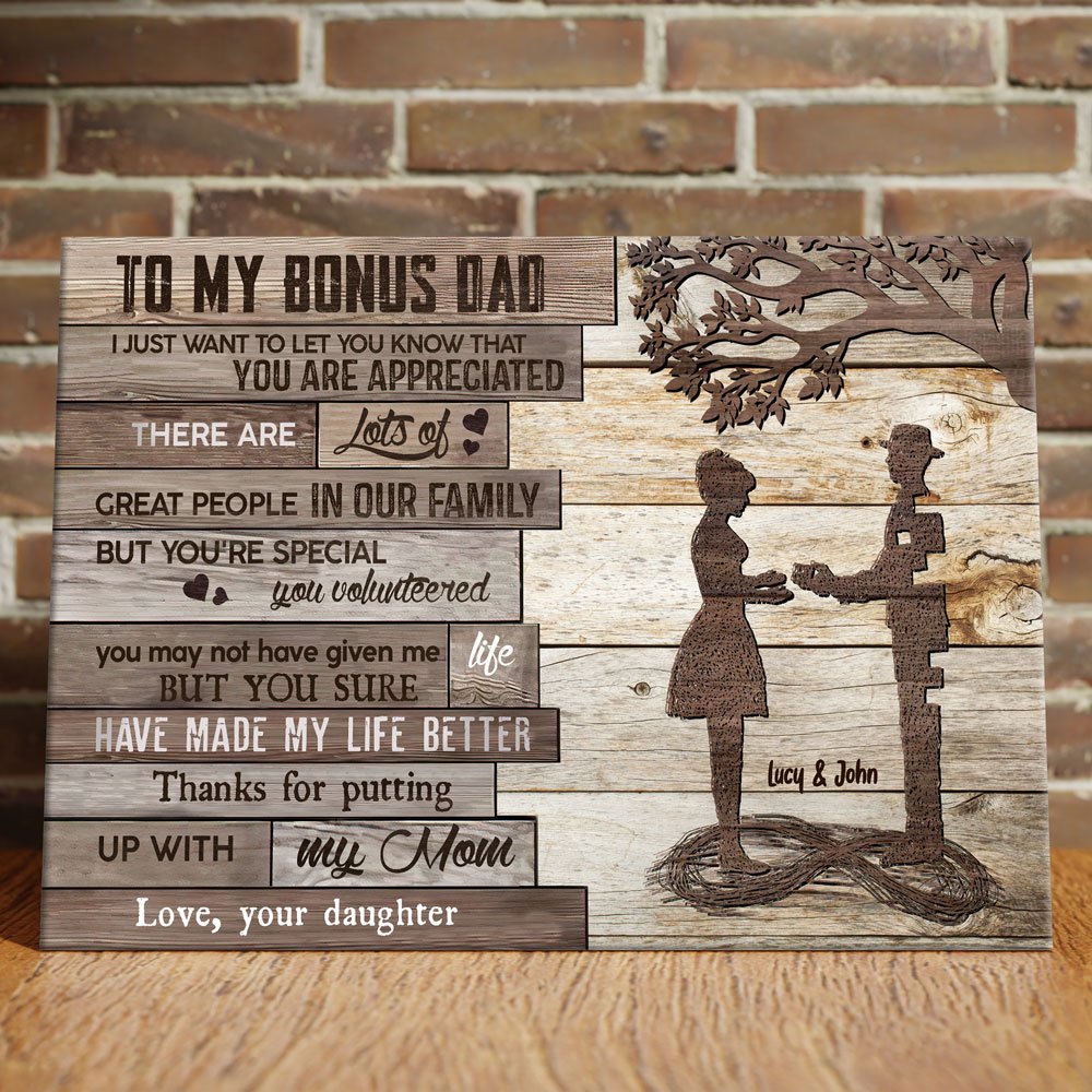 Bonus Dad Daughter Mom Family Meaningful Personalized Canvas