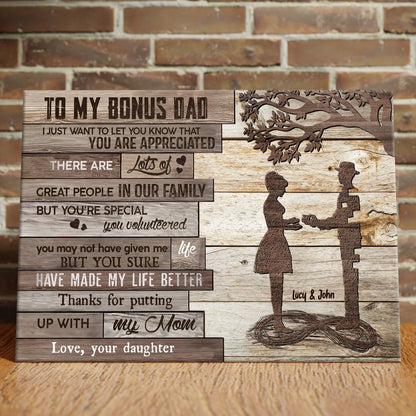 Bonus Dad Daughter Mom Family Meaningful Personalized Canvas