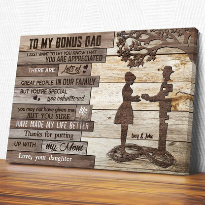 Bonus Dad Daughter Mom Family Meaningful Personalized Canvas