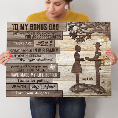 Bonus Dad Daughter Mom Family Meaningful Personalized Canvas