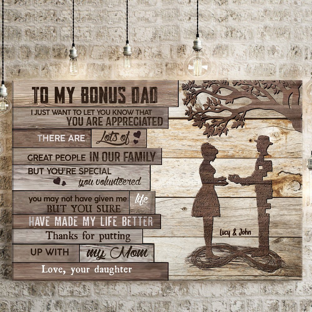 Bonus Dad Daughter Mom Family Meaningful Personalized Canvas