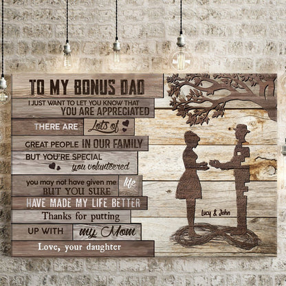 Bonus Dad Daughter Mom Family Meaningful Personalized Canvas