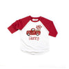 Personalized gifts for kids  Red truck heart balloons custom name raglan shirt valentine gifts