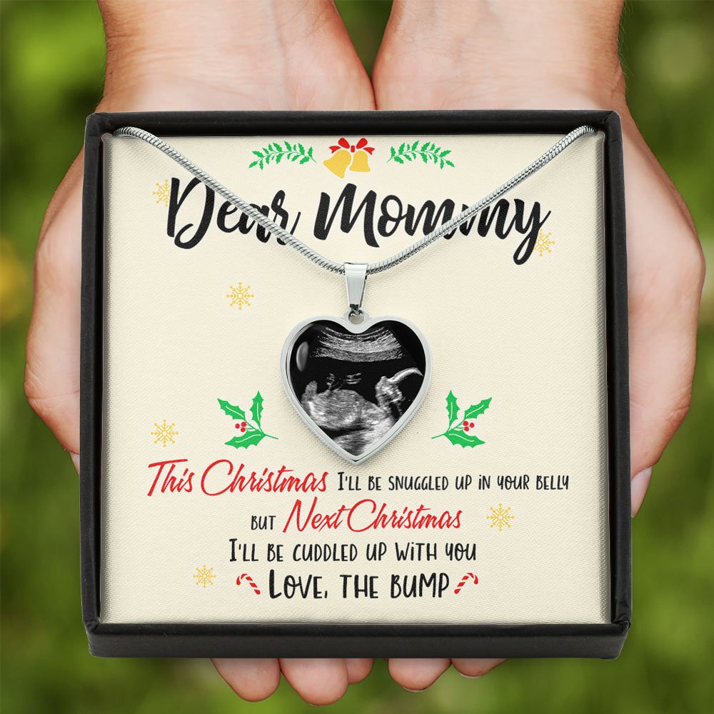 Personalized Bump Gift For First Time Mom Message Card Heart Necklace