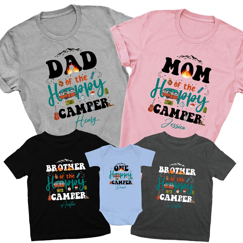Camping Matching Family Happy Camper Funny Personalized Shirt