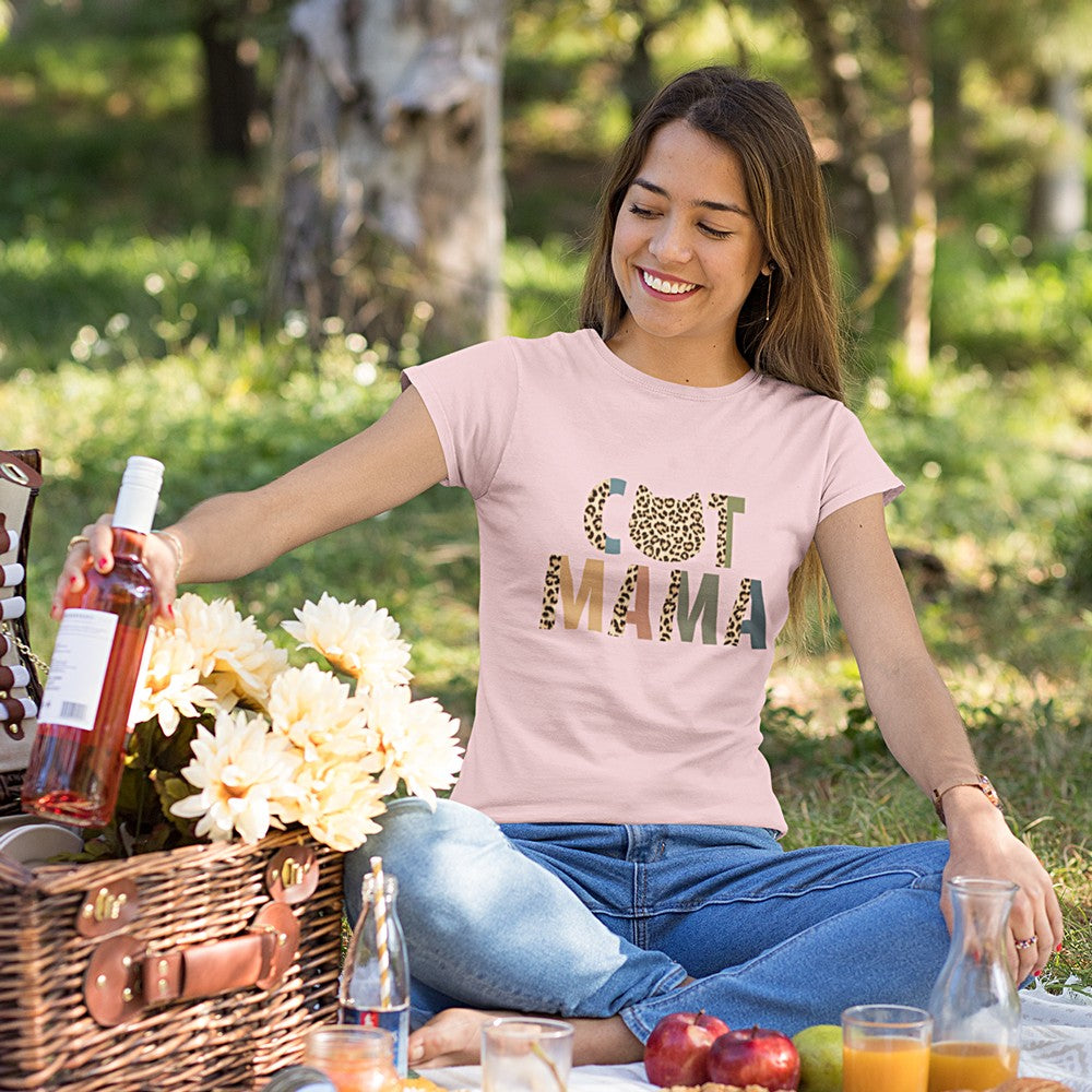 Gift For Cat Mom Cat Mama Half Leopard Print Shirt, Cat Lovers Gift
