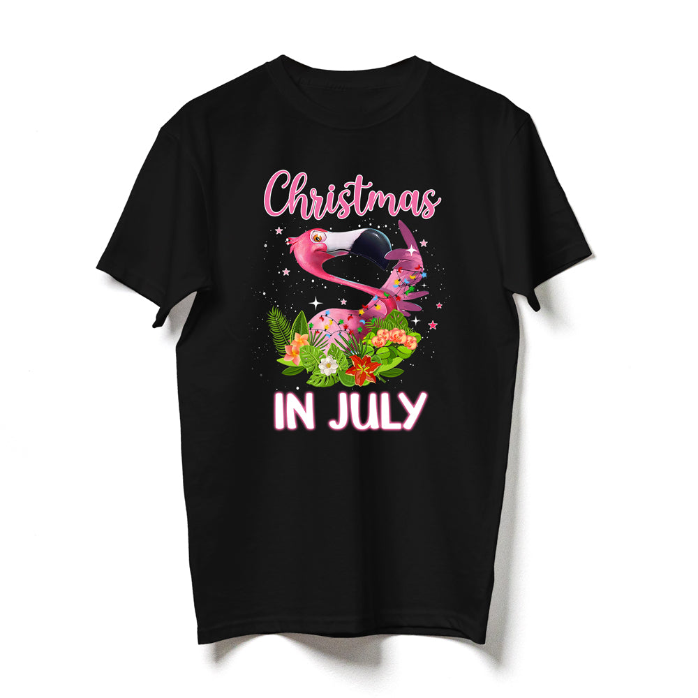 Christmas In July Flamingo Mid of Year Summer Vacation Funny Shirt