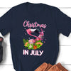 Christmas In July Flamingo Mid of Year Summer Vacation Funny Shirt